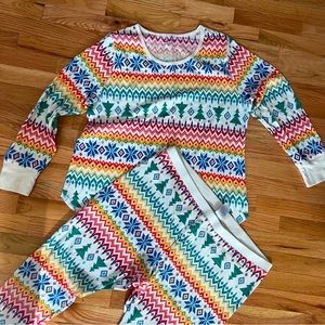 RAINBOW CHRISTMAS PAJAMAS old navy set XXL